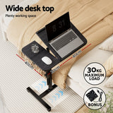 Artiss Laptop Desk Table Fan Cooling Black 60CM - Top-Down View