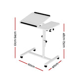 Artiss Laptop Desk Table Fan Cooling White 60CM - Side View