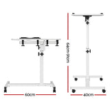 Artiss Laptop Desk Table Fan Cooling White 60CM - Front View