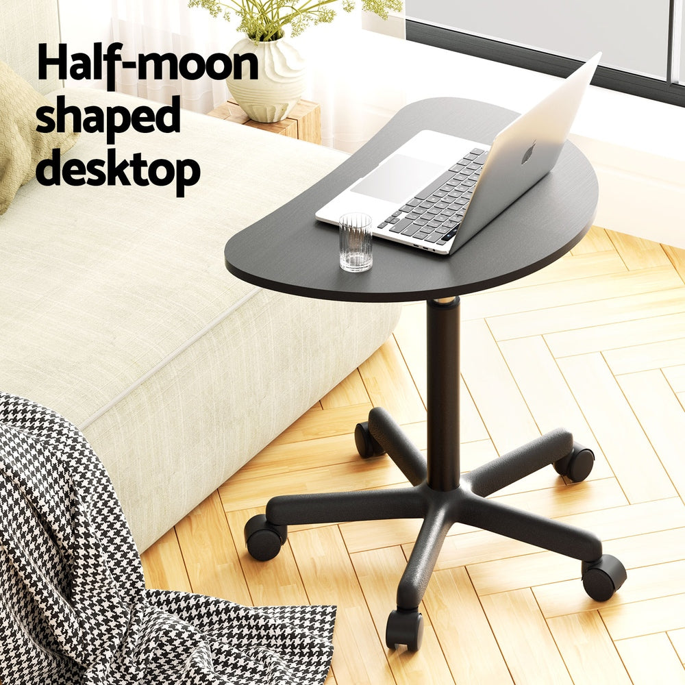 Artiss Mobile Height-Adjustable Laptop Desk with Caster Wheels - 60CM Black