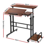 Artiss Laptop Desk Table Adjustable Dark Wood 80CM - Front View
