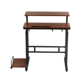 Artiss Laptop Desk Table Adjustable Dark Wood 80CM - Side View
