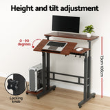 Artiss Laptop Desk Table Adjustable Dark Wood 80CM - Top-Down View