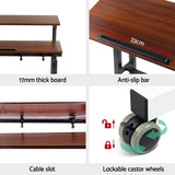 Artiss Laptop Desk Table Adjustable Dark Wood 80CM - Rear View