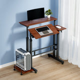Artiss Laptop Desk Table Adjustable Dark Wood 80CM - Low Angle