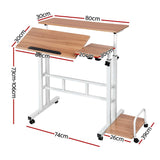 Artiss Laptop Desk Table Adjustable Light Wood 80CM - Front View