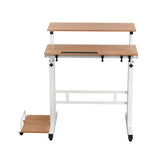 Artiss Laptop Desk Table Adjustable Light Wood 80CM - Side View