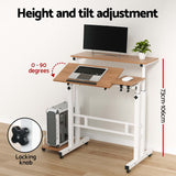 Artiss Laptop Desk Table Adjustable Light Wood 80CM - Top-Down View
