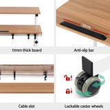 Artiss Laptop Desk Table Adjustable Light Wood 80CM - Rear View