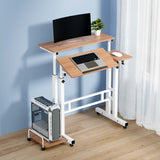 Artiss Laptop Desk Table Adjustable Light Wood 80CM - Low Angle