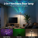 Artiss 2-in-1 LED Floor Lamp with Galaxy Projector &Remote, 178cm Tall Torchiere Standing Light with Dynamic RGB Aurora Stepless 4 Colour Temperatures, 1H Timer for Living Room, Bedroom Kids Room - Top-Down View