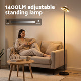 Artiss 2-in-1 LED Floor Lamp with Galaxy Projector &Remote, 178cm Tall Torchiere Standing Light with Dynamic RGB Aurora Stepless 4 Colour Temperatures, 1H Timer for Living Room, Bedroom Kids Room - Low Angle