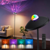 Artiss 2-in-1 LED Floor Lamp with Galaxy Projector &Remote, 178cm Tall Torchiere Standing Light with Dynamic RGB Aurora Stepless 4 Colour Temperatures, 1H Timer for Living Room, Bedroom Kids Room