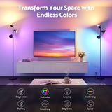 Artiss RGB Floor Lamp LED with 3 Swivel Lights Color Changing Lamp with Remote Stepless Dimmable - Top-Down View
