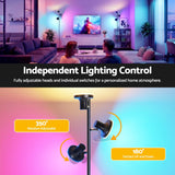Artiss RGB Floor Lamp LED with 3 Swivel Lights Color Changing Lamp with Remote Stepless Dimmable - 45-Degree Angle