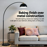 Artiss Modern Arched Floor Lamp Black Standing Heavy-Duty Marble Base for Living Room Bedroom - Front View