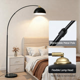 Artiss Modern Arched Floor Lamp Black Standing Heavy-Duty Marble Base for Living Room Bedroom - Side View
