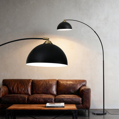 Artiss Modern Arched Floor Lamp Black Standing Heavy-Duty Marble Base for Living Room Bedroom
