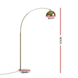 Artiss Modern Arched Floor Lamp Gold Brass Standing Heavy-Duty Marble Base for Living Room Bedroom - Front View