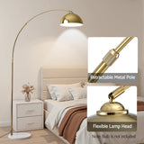 Artiss Modern Arched Floor Lamp Gold Brass Standing Heavy-Duty Marble Base for Living Room Bedroom - 45-Degree Angle