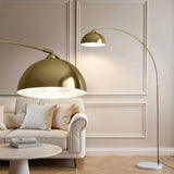 Artiss Modern Arched Floor Lamp Gold Brass Standing Heavy-Duty Marble Base for Living Room Bedroom - Close-Up Angle