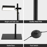 Artiss LED Floor Lamp, Modern Reading Lamp 360～ Rotating Adjustable Light Head,12W Standing Lamp for Living Room, Bedroom Office - Rear View