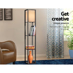 Artiss Floor Lamp 3 Tier Shelf Shelf Storage LED Light Stand Home Room Vintage Black, image 4