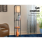 Artiss Floor Lamp 3 Tier Shelf Shelf Storage LED Light Stand Home Room Vintage Black - Top-Down View