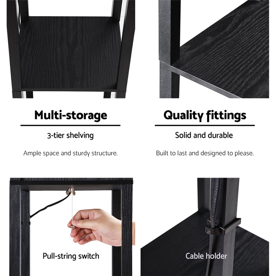 Artiss Floor Lamp 3 Tier Shelf Shelf Storage LED Light Stand Home Room Vintage Black, image 7