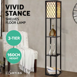 Artiss Floor Lamp 3 Tier Shelf Storage LED Light Stand Home Room Pattern Black - Top-Down View