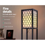 Artiss Floor Lamp 3 Tier Shelf Storage LED Light Stand Home Room Pattern Black - Rear View