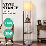 Artiss Floor Lamp 3 Tier Shelf Storage LED Light Stand Home Room Vintage White - Front View