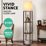 Artiss Floor Lamp 3 Tier Shelf Storage LED Light Stand Home Room Vintage White - Top-Down View