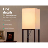 Artiss Floor Lamp 3 Tier Shelf Storage LED Light Stand Home Room Vintage White - Rear View