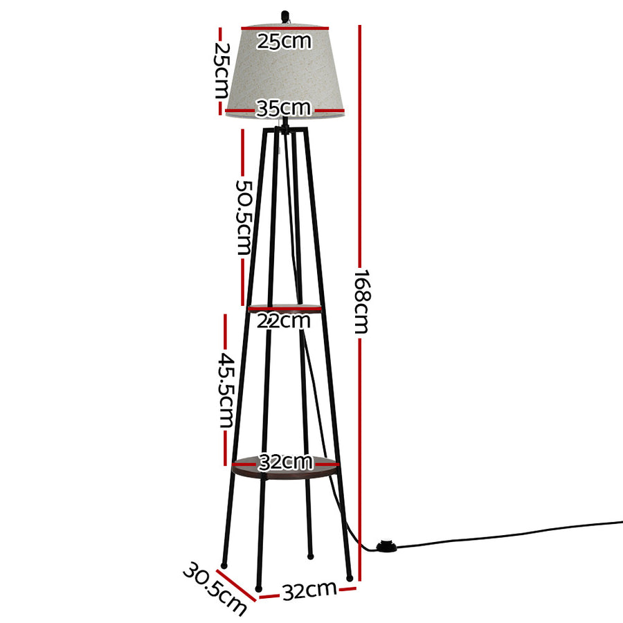 Artiss Floor Lamp 2 Tier Shelf Storage LED Light Stand Home Living Room Upright, Storage