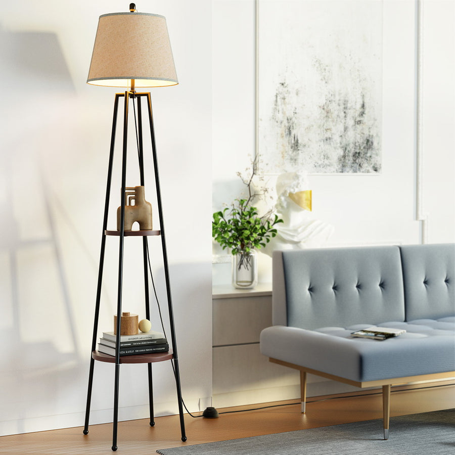 Artiss Floor Lamp 2 Tier Shelf Storage LED Light Stand Home Living Room Upright, image 7