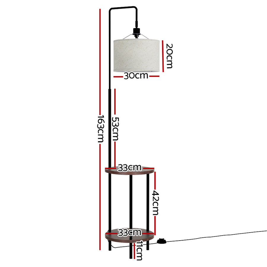 Artiss Floor Lamp 2 Tier Shelf Storage LED Light Stand Home Room Adjustable Head, Storage