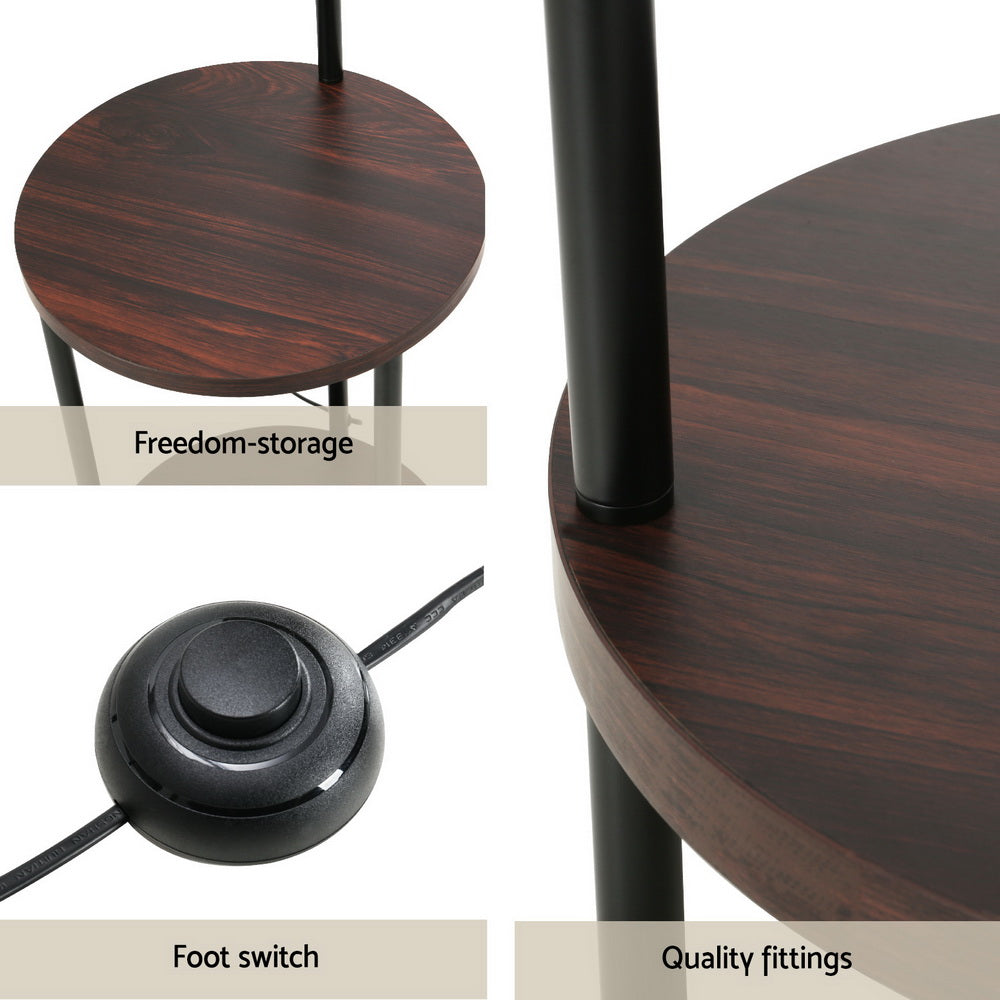 Modern Adjustable LED Floor Lamp with 2-Tier Shelf Storage and Tripod Design