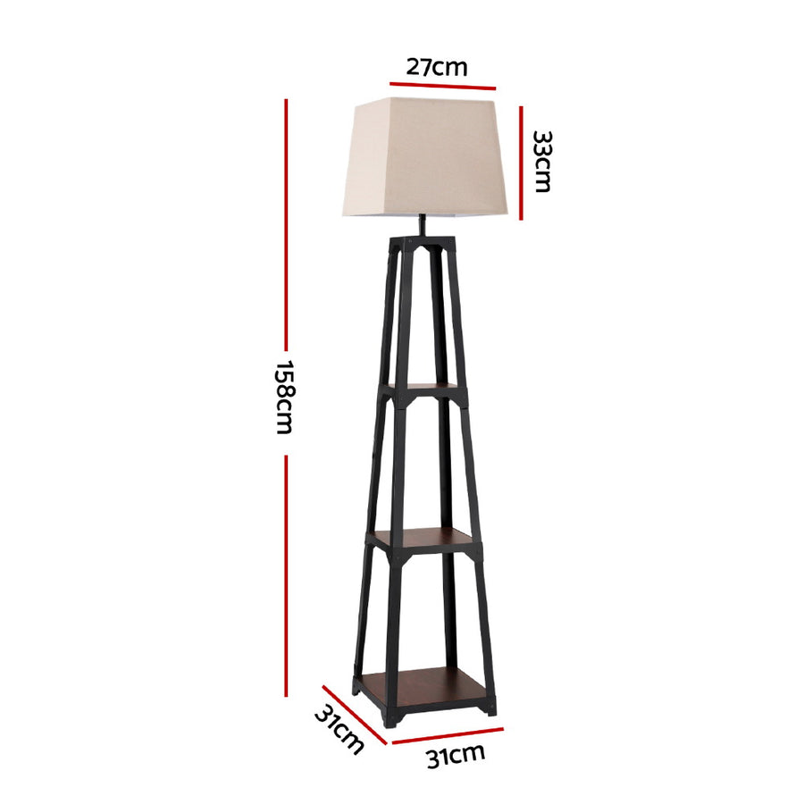 Artiss Floor Lamp 3 Tier Shelf Storage LED Light Stand Home Room Vintage White, Storage