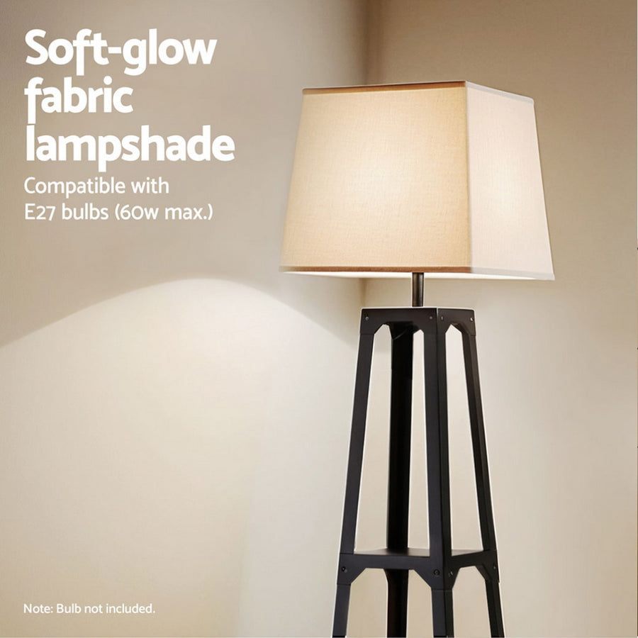 Artiss Floor Lamp 3 Tier Shelf Storage LED Light Stand Home Room Vintage White, image 5