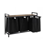 Artiss Laundry Basket with 3 Pull-out Bags Metal Frame Black - Front View