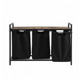 Artiss Laundry Basket with 3 Pull-out Bags Metal Frame Black - 45-Degree Angle