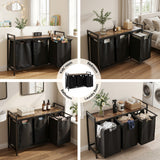 Artiss Laundry Basket with 3 Pull-out Bags Metal Frame Black - Extra Image