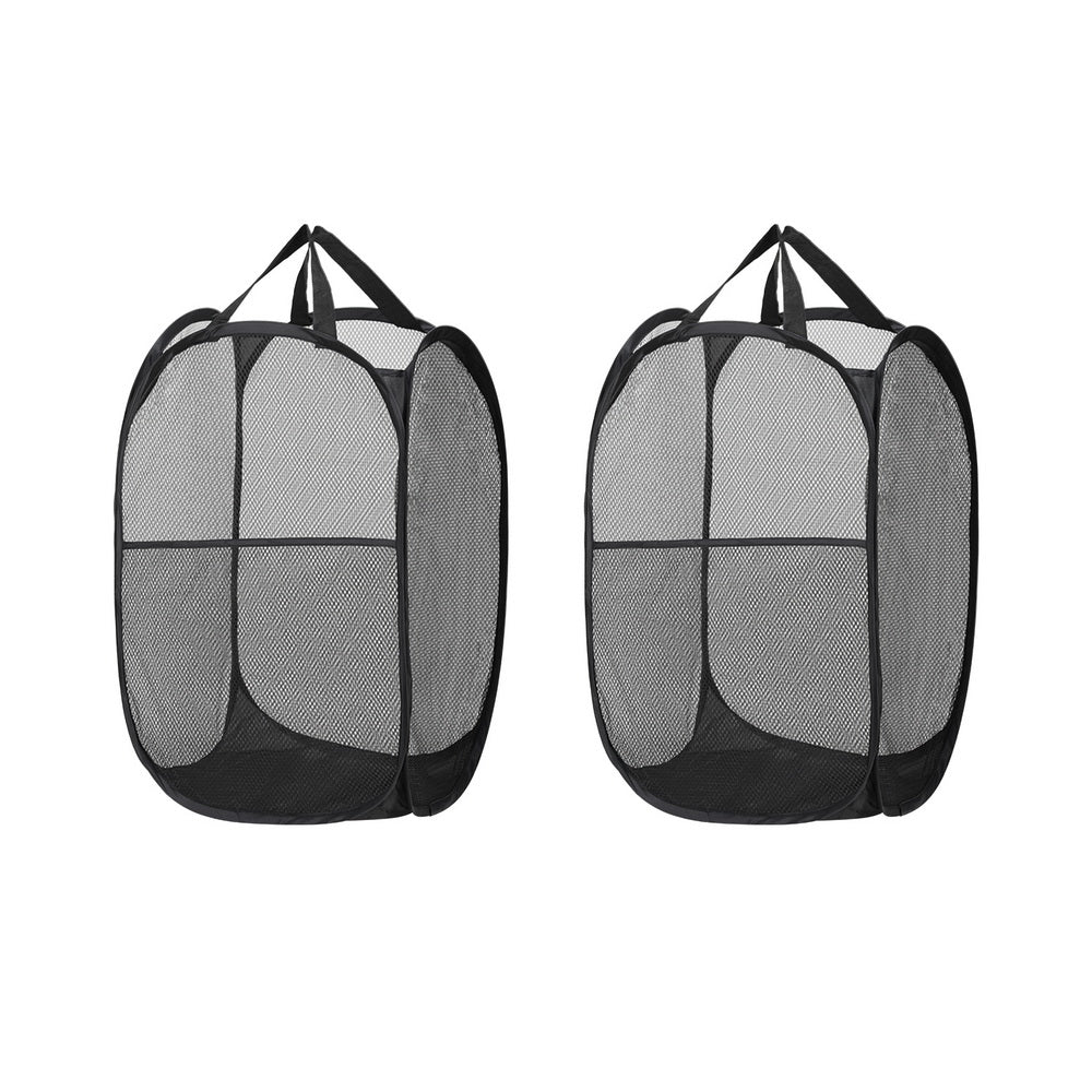 Artiss Foldable Black Laundry Hamper - Set of 2