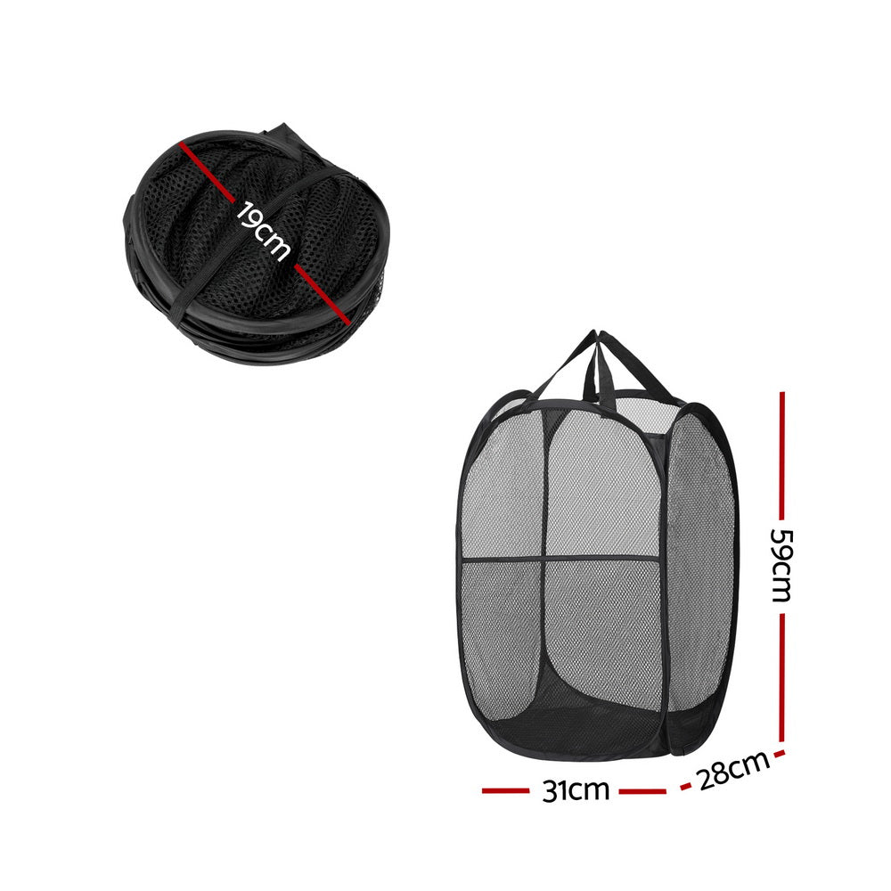 Artiss Foldable Black Laundry Hamper - Set of 2