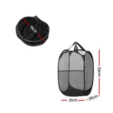 Artiss Foldable Black Laundry Hamper - Set of 2 - Front View