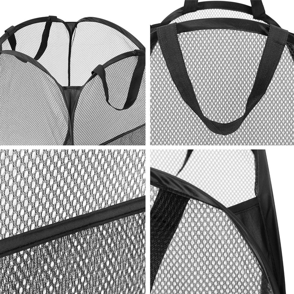Artiss Foldable Black Laundry Hamper - Set of 2