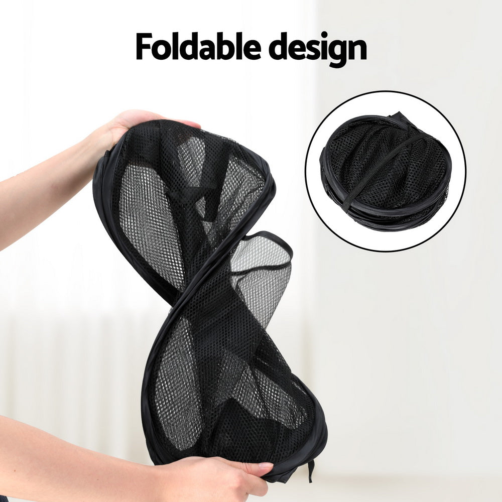 Artiss Foldable Black Laundry Hamper - Set of 2