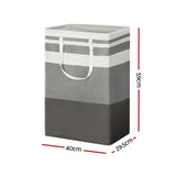 Artiss 2X Laundry Basket Hamper Foldable White Grey - Front View