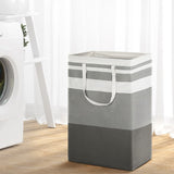 Artiss 2X Laundry Basket Hamper Foldable White Grey - Close-Up Angle